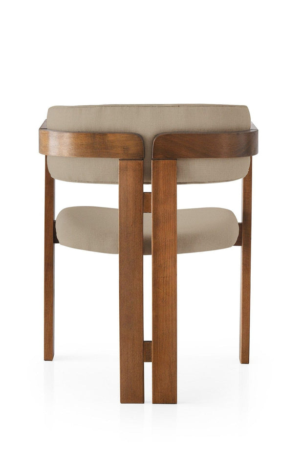 Scaun din lemn, tapitat cu stofa CO-033 Bej / Nuc, l58xA49xH76 cm (2)