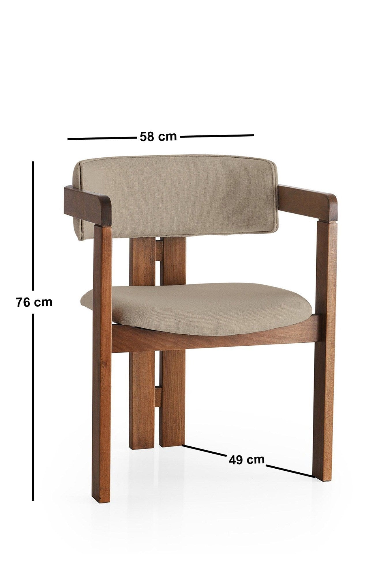 Scaun din lemn, tapitat cu stofa CO-033 Bej / Nuc, l58xA49xH76 cm (3)