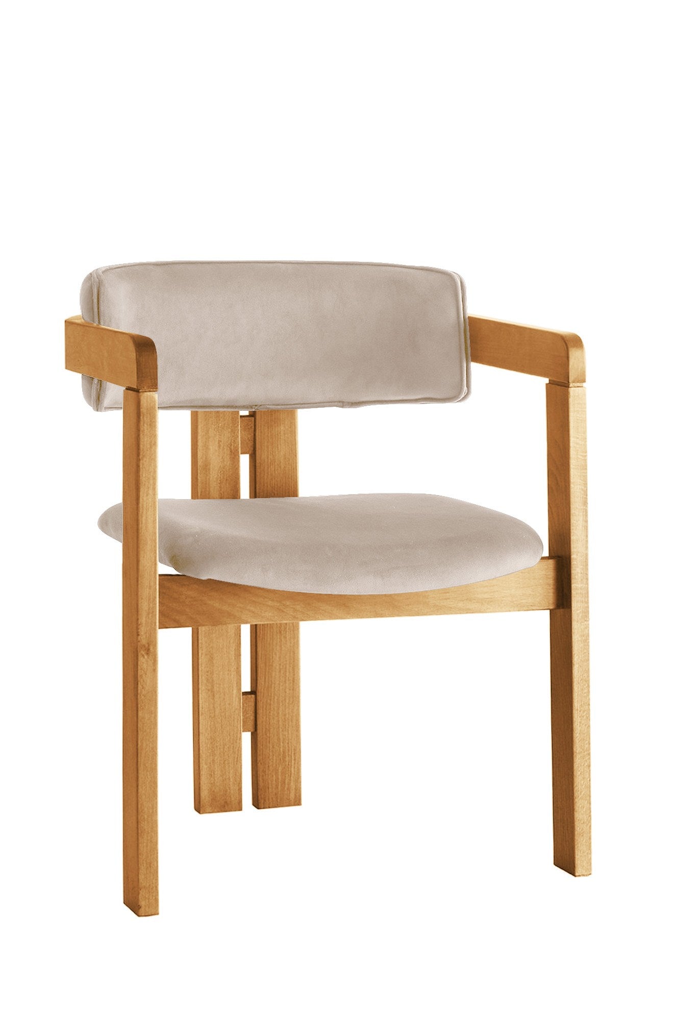 Scaun din lemn, tapitat cu stofa CO-034 Bej / Stejar, l58xA49xH76 cm (1)