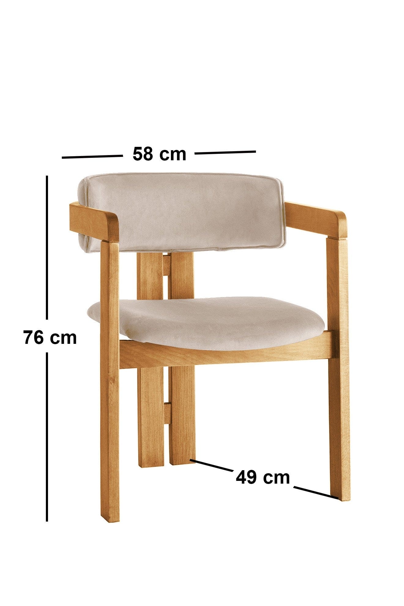 Scaun din lemn, tapitat cu stofa CO-034 Bej / Stejar, l58xA49xH76 cm (3)