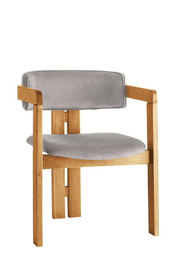 Scaun din lemn, tapitat cu stofa CO-035 Gri / Stejar, l58xA49xH76 cm (1)