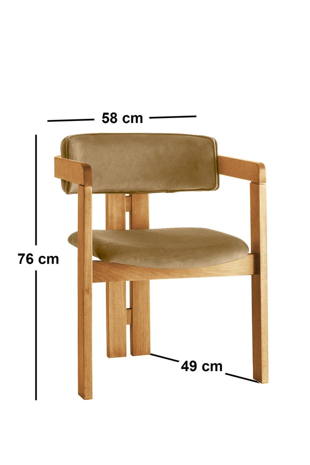 Asir Scaun din lemn, tapitat cu stofa CO-036 Galben / Stejar, l58xA49xH76 cm