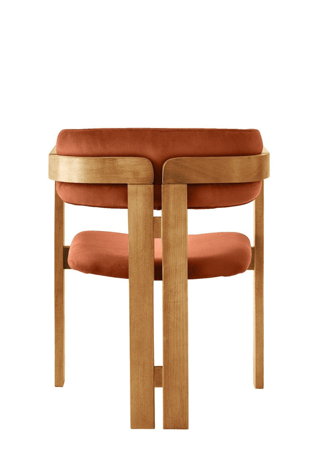 Scaun din lemn, tapitat cu stofa CO-037 Portocaliu / Stejar, l58xA49xH76 cm (2)