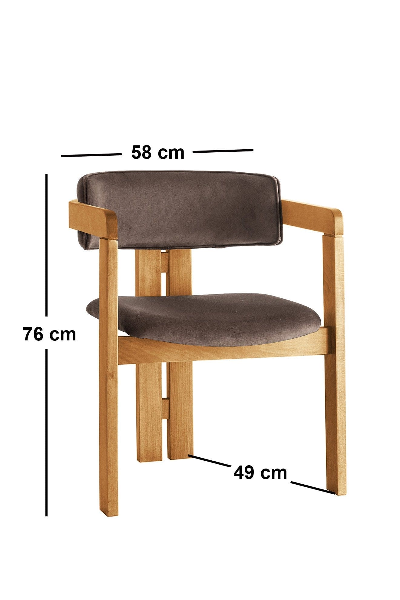 Scaun din lemn, tapitat cu stofa CO-039 Maro / Stejar, l58xA49xH76 cm (3)