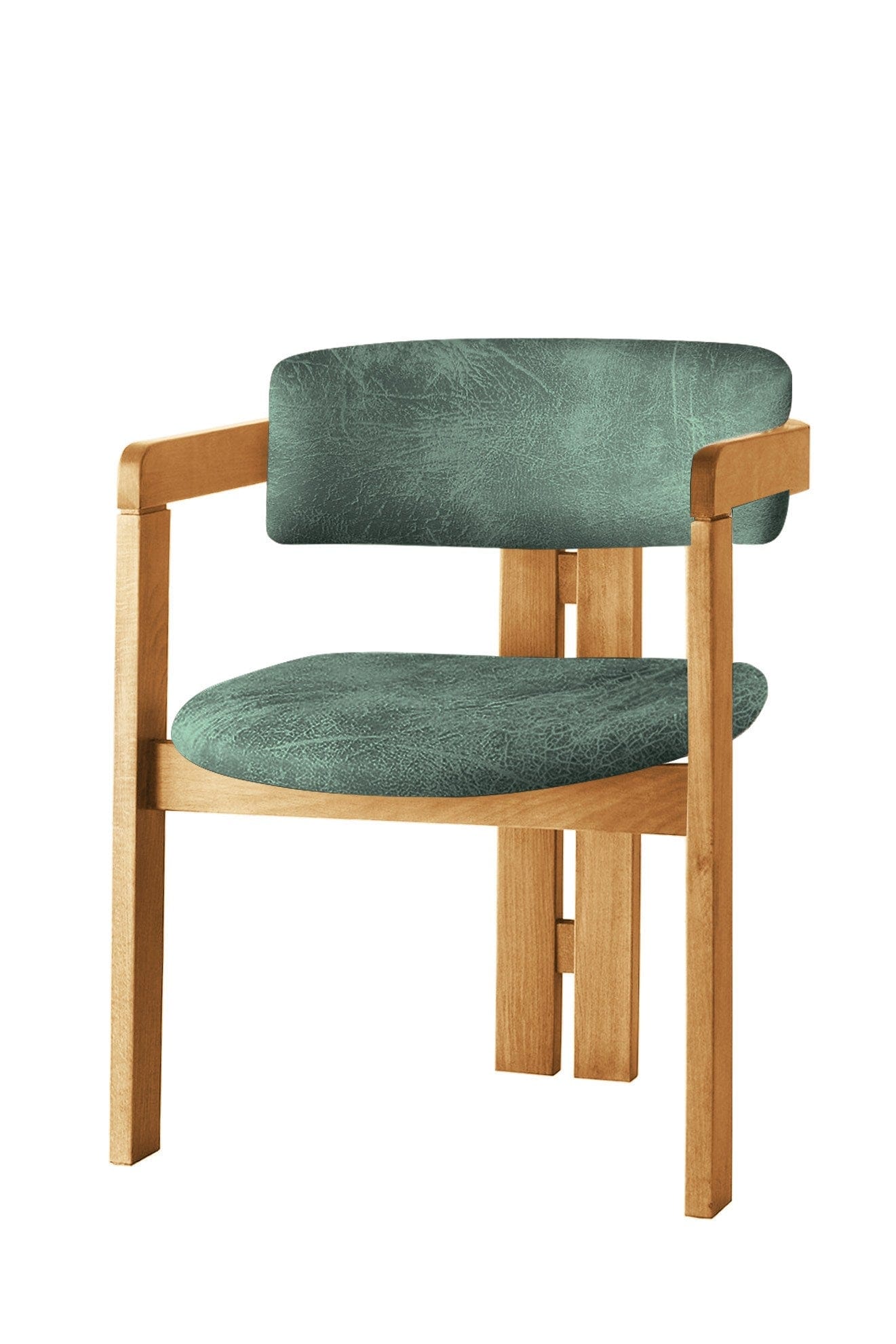Scaun din lemn, tapitat cu stofa CO-040 Verde / Stejar, l58xA49xH76 cm