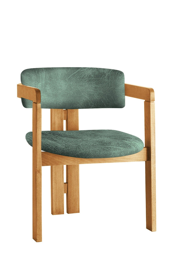 Asir Scaun din lemn, tapitat cu stofa CO-040 Verde / Stejar, l58xA49xH76 cm