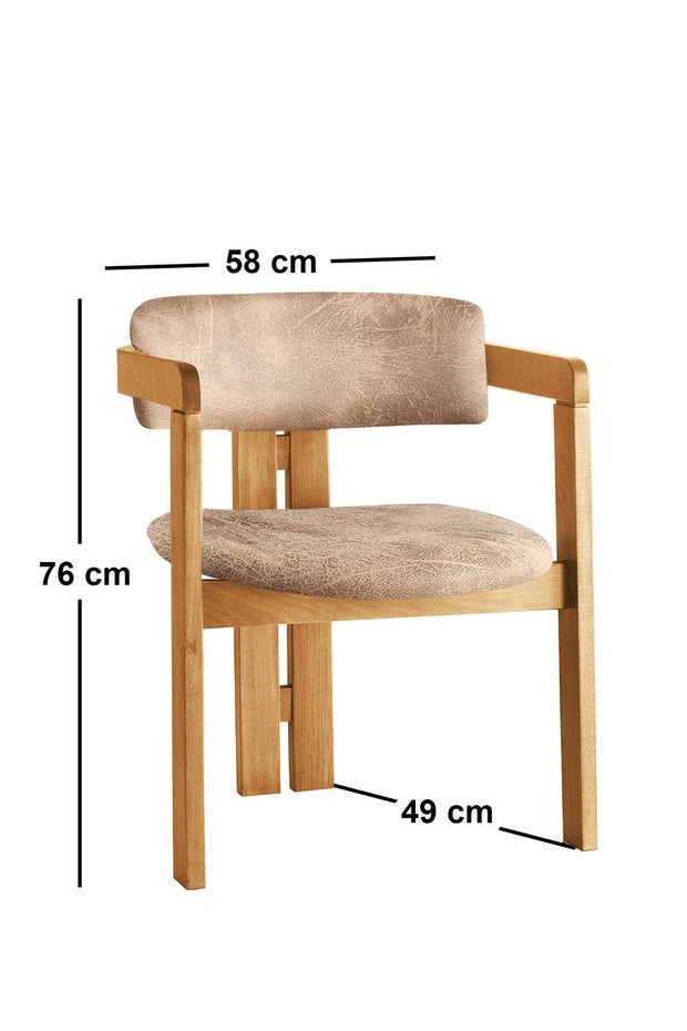 Asir Scaun din lemn, tapitat cu stofa CO-041 Bej / Stejar, l58xA49xH76 cm