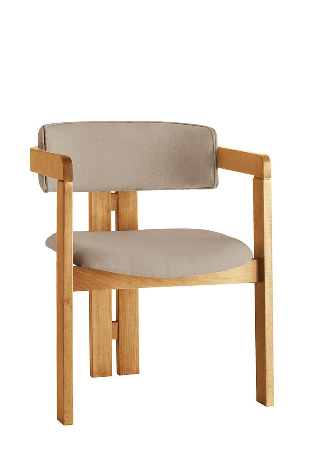 Scaun din lemn, tapitat cu stofa CO-042 Bej / Stejar, l58xA49xH76 cm (1)