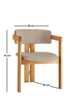 Scaun din lemn, tapitat cu stofa CO-042 Bej / Stejar, l58xA49xH76 cm (3)
