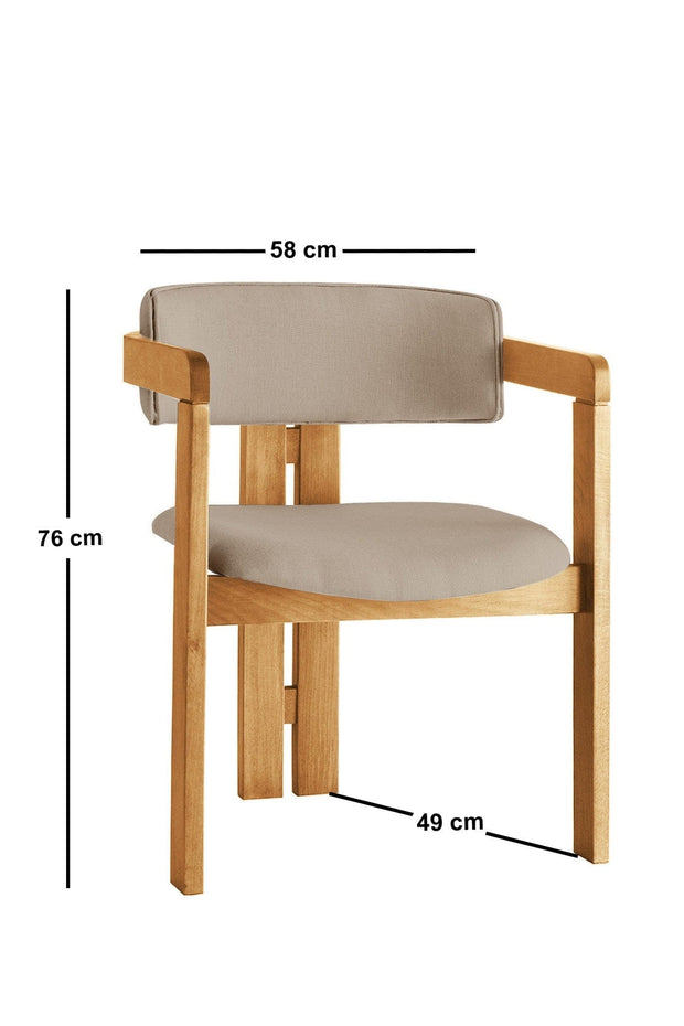 Scaun din lemn, tapitat cu stofa CO-042 Bej / Stejar, l58xA49xH76 cm (3)