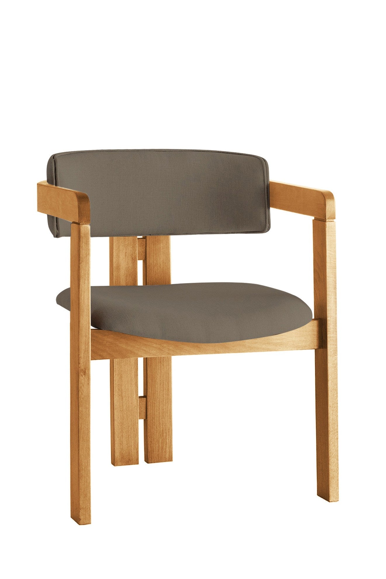 Scaun din lemn, tapitat cu stofa CO-043 Cappuccino / Stejar, l58xA49xH76 cm (1)