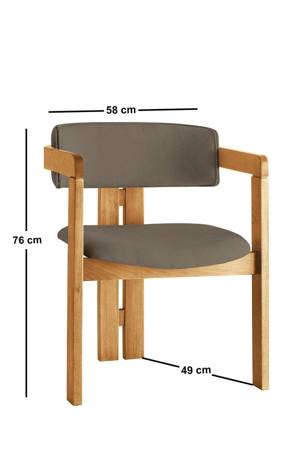 Scaun din lemn, tapitat cu stofa CO-043 Cappuccino / Stejar, l58xA49xH76 cm (3)