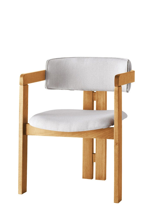 Scaun din lemn, tapitat cu stofa CO-044 Gri / Stejar, l58xA49xH76 cm