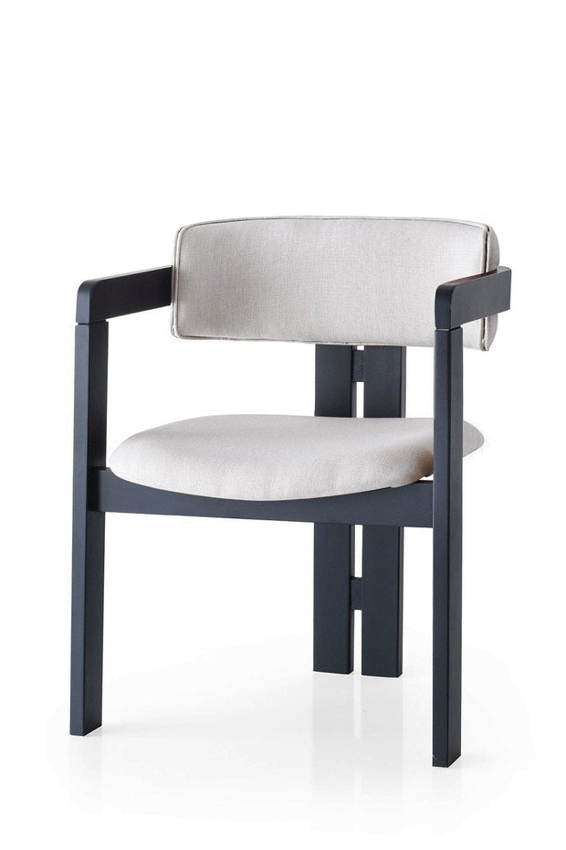 Scaun din lemn, tapitat cu stofa CO-045 Gri / Negru, l58xA49xH76 cm