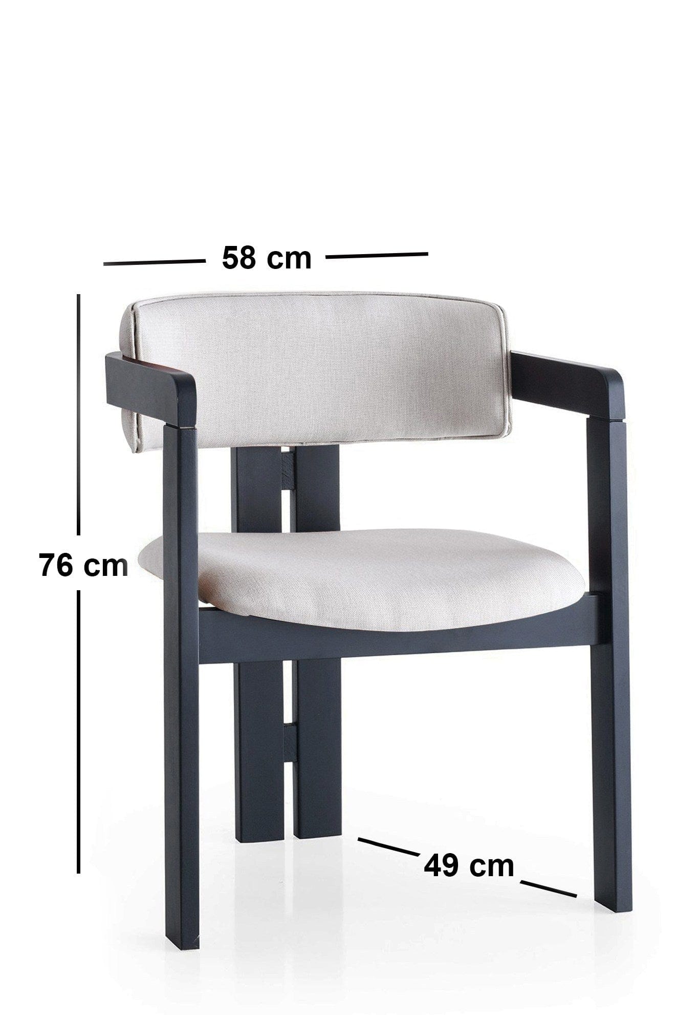 Scaun din lemn, tapitat cu stofa CO-045 Gri / Negru, l58xA49xH76 cm (3)