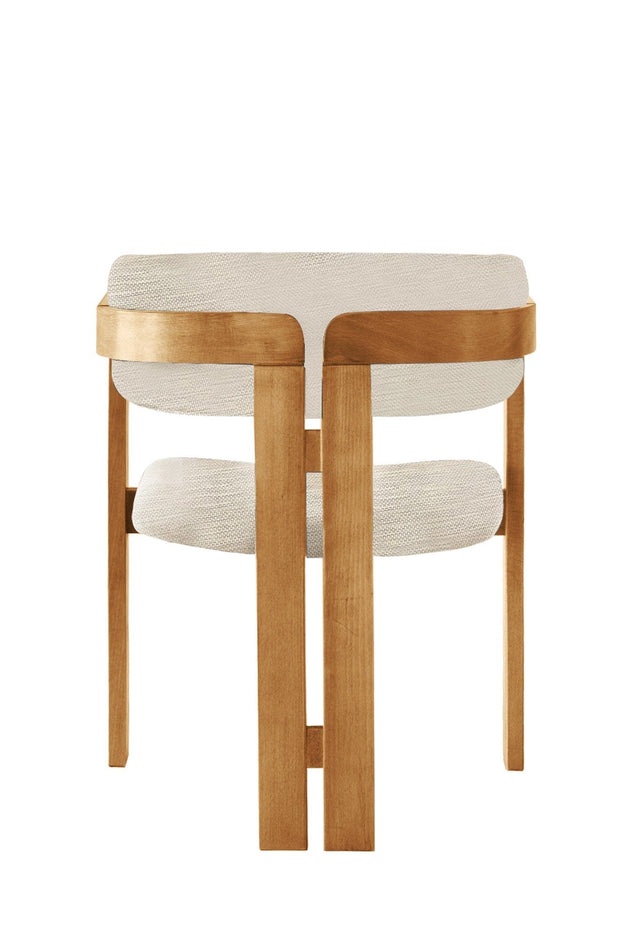 Scaun din lemn, tapitat cu stofa CO-046 Crem / Stejar, l58xA49xH76 cm (1)