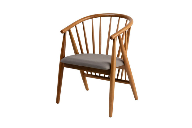 Scaun din lemn, tapitat cu stofa Doris Gri / Stejar, l58xA56xH82 cm