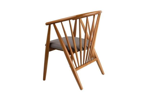 Scaun din lemn, tapitat cu stofa Doris Gri / Stejar, l58xA56xH82 cm (3)