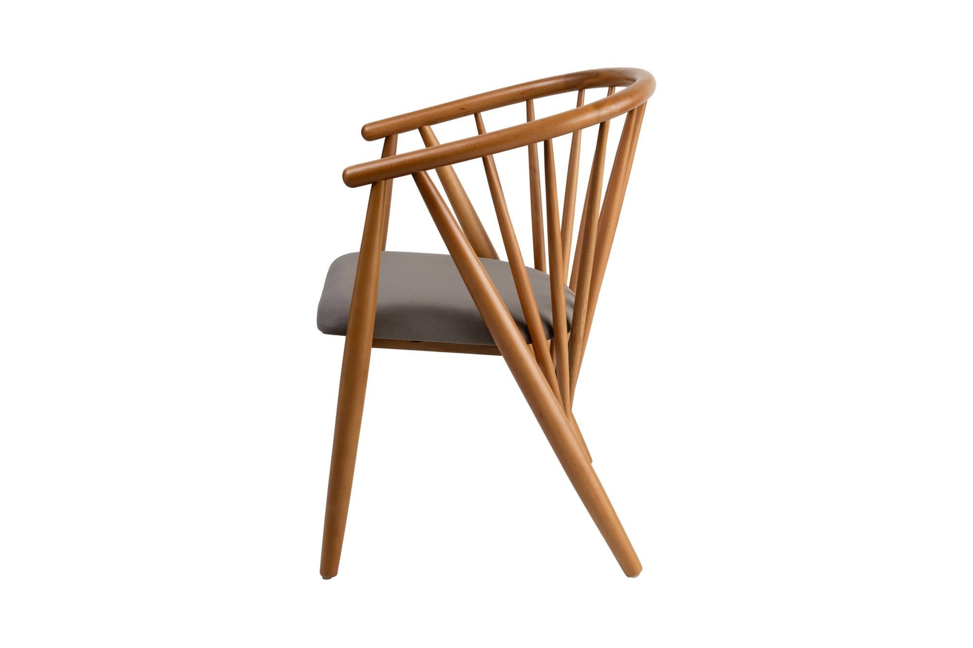 Scaun din lemn, tapitat cu stofa Doris Gri / Stejar, l58xA56xH82 cm (4)