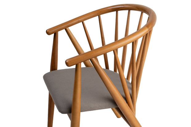 Scaun din lemn, tapitat cu stofa Doris Gri / Stejar, l58xA56xH82 cm (5)