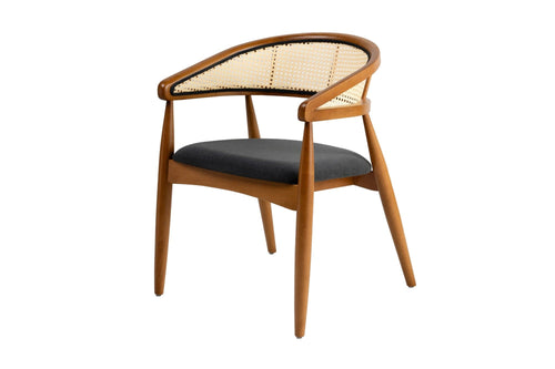 Asir Scaun din lemn, tapitat cu stofa Lima Gri / Stejar, l54xA50xH75 cm