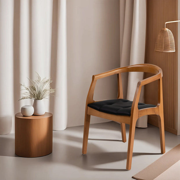 Scaun din lemn, tapitat cu stofa Mira Stejar / Negru, l53.5xA56.5xH75 cm (1)