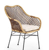 Scaun din ratan cu picioare metalice Kai-336 Natural / Negru, l64xA64xH89 cm