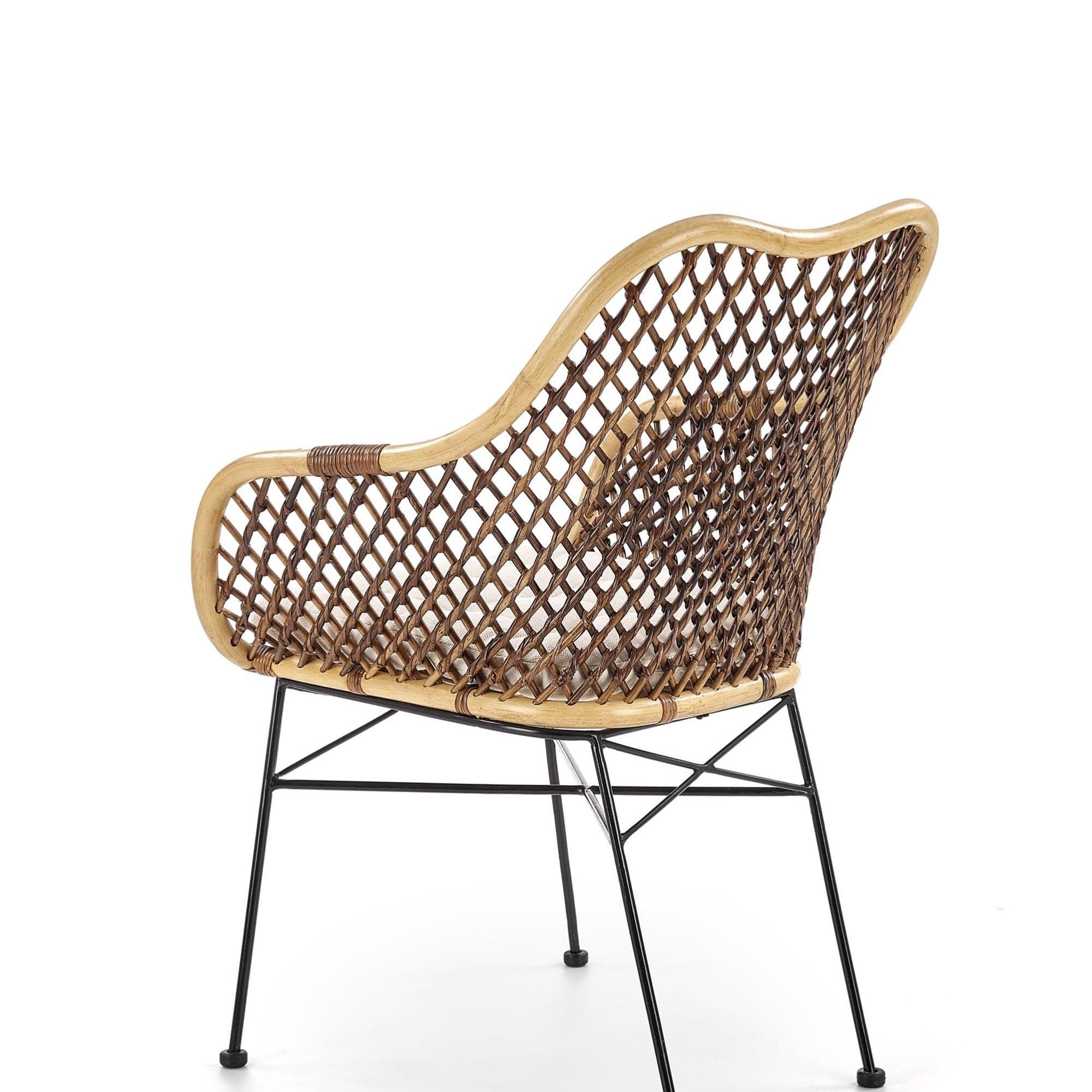 Scaun din ratan cu picioare metalice Kai-336 Natural / Negru, l64xA64xH89 cm (3)