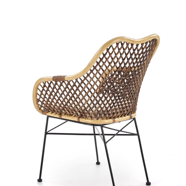 Scaun din ratan cu picioare metalice Kai-336 Natural / Negru, l64xA64xH89 cm (3)