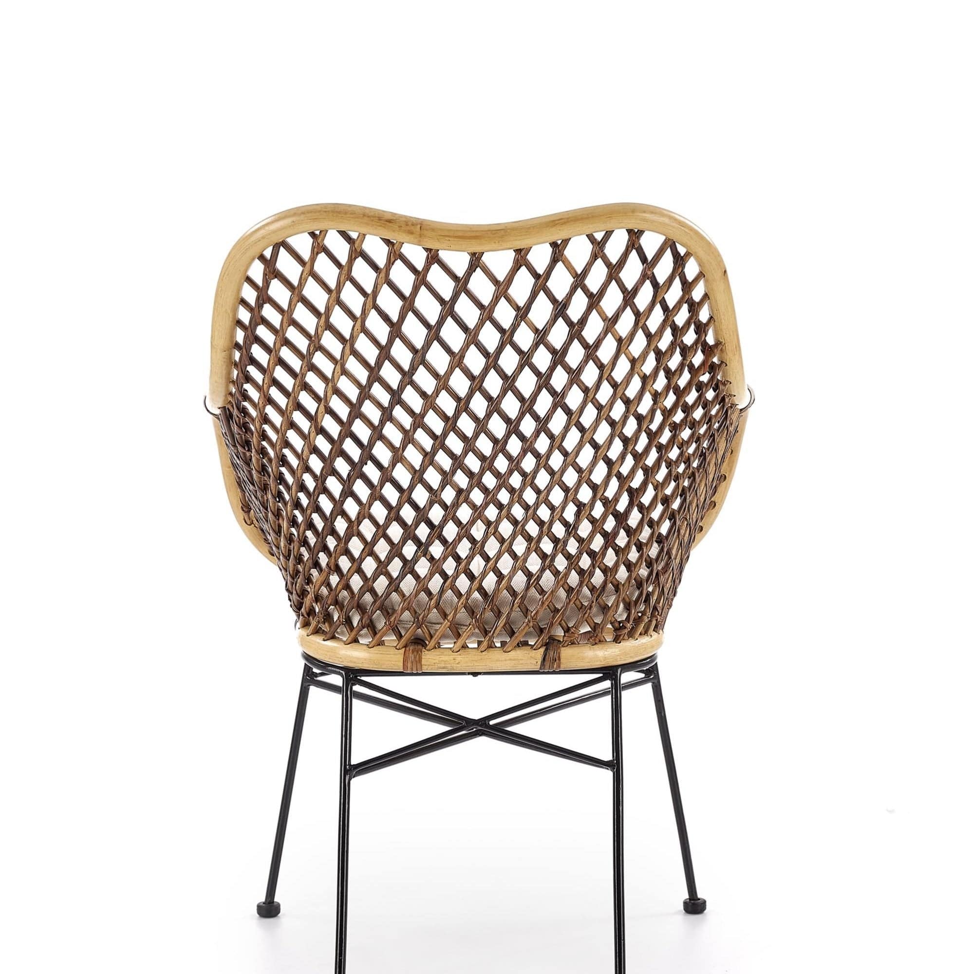 Scaun din ratan cu picioare metalice Kai-336 Natural / Negru, l64xA64xH89 cm (4)