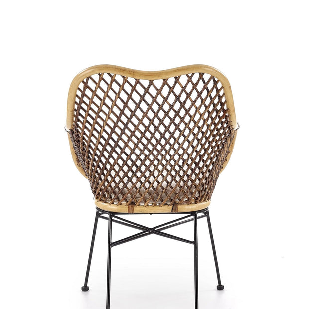 Scaun din ratan cu picioare metalice Kai-336 Natural / Negru, l64xA64xH89 cm (4)