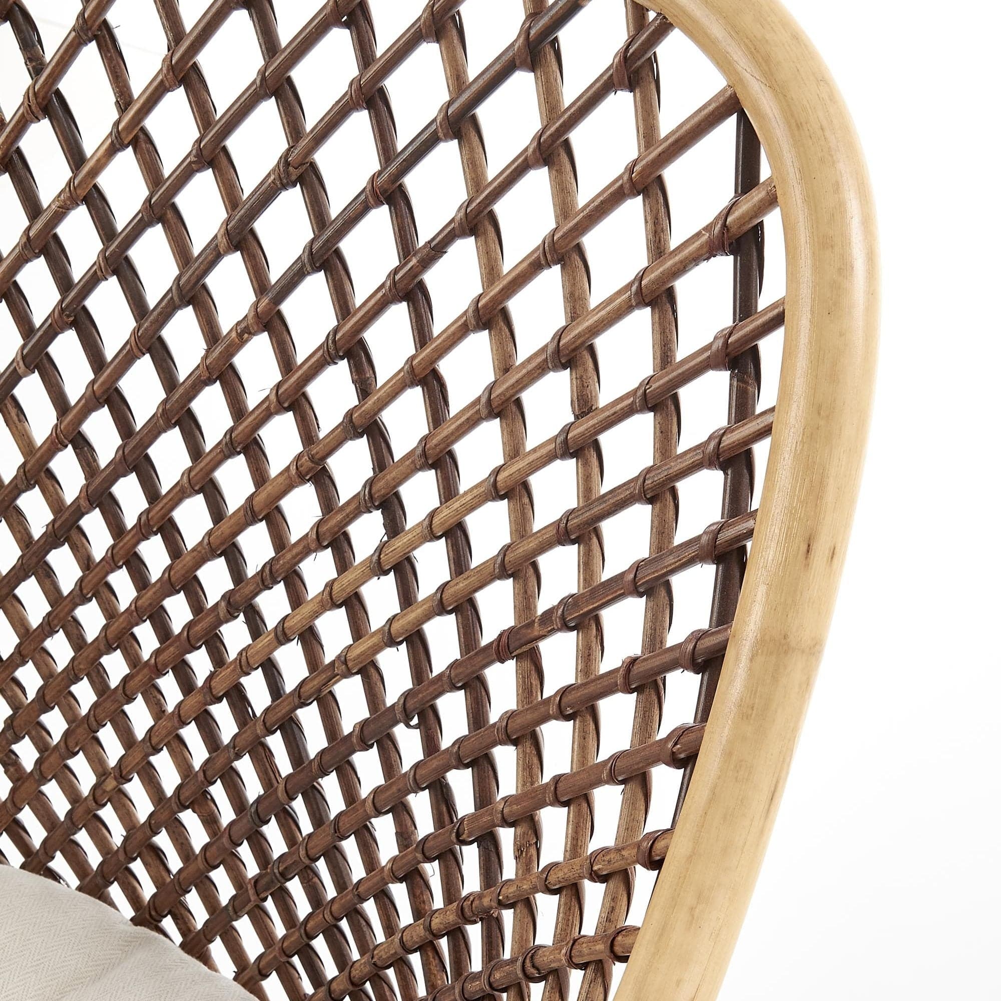 Scaun din ratan cu picioare metalice Kai-336 Natural / Negru, l64xA64xH89 cm (7)