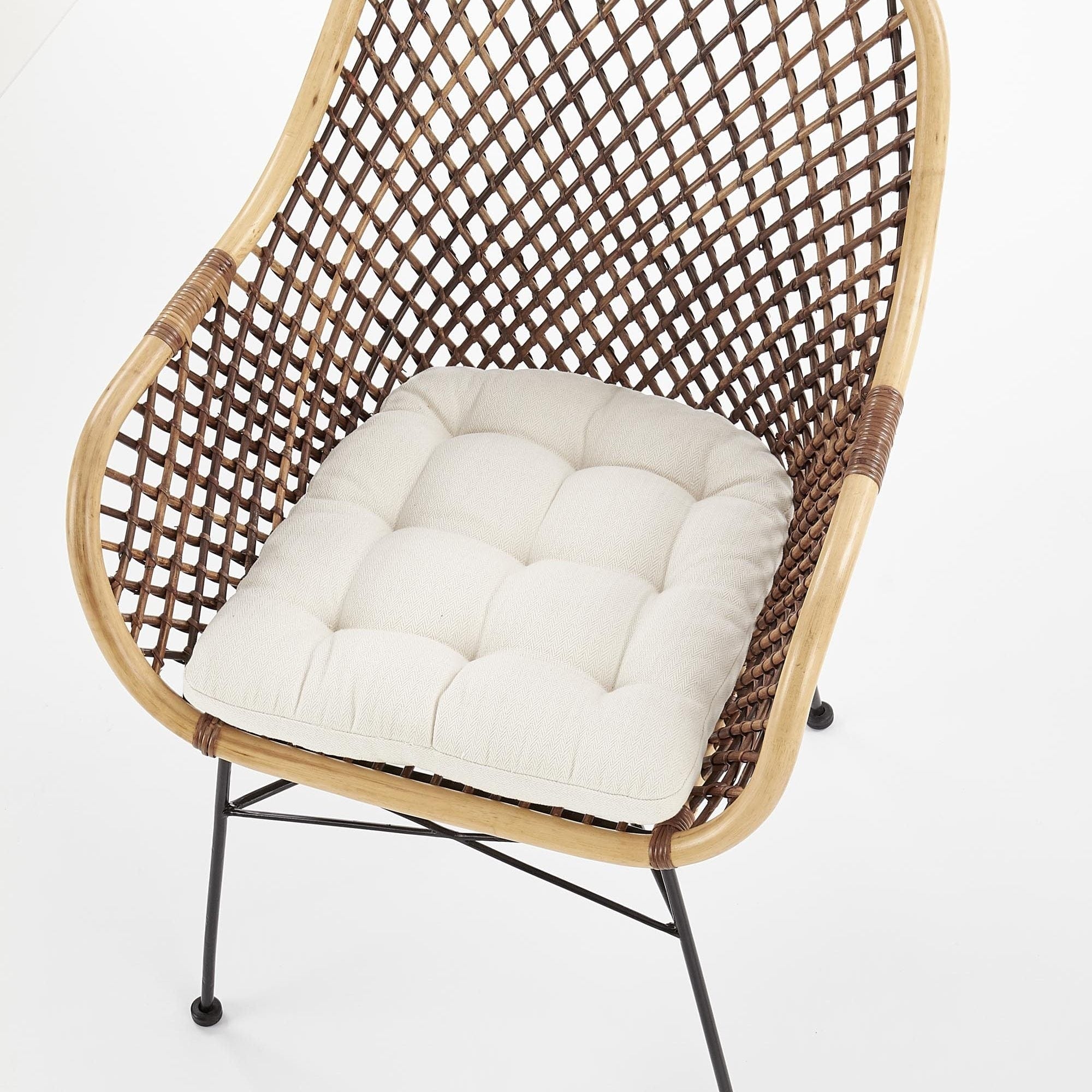 Scaun din ratan cu picioare metalice Kai-336 Natural / Negru, l64xA64xH89 cm (5)