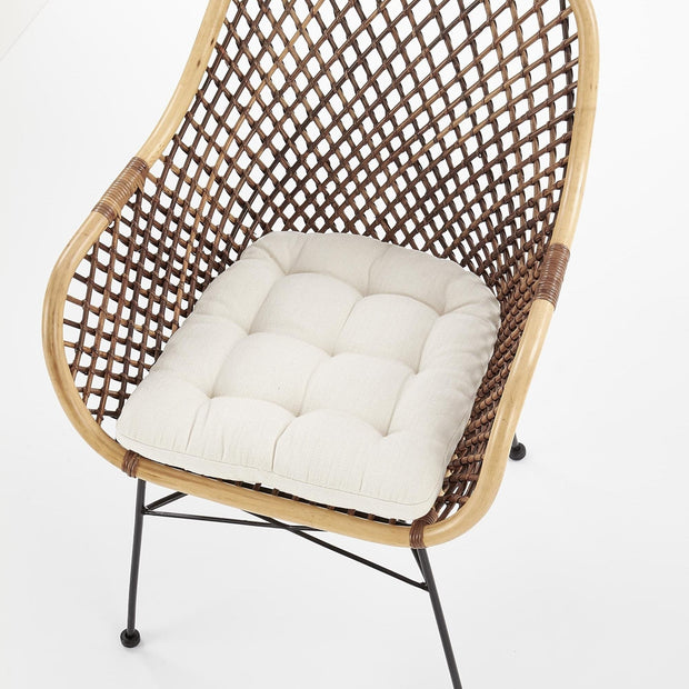 Scaun din ratan cu picioare metalice Kai-336 Natural / Negru, l64xA64xH89 cm (5)