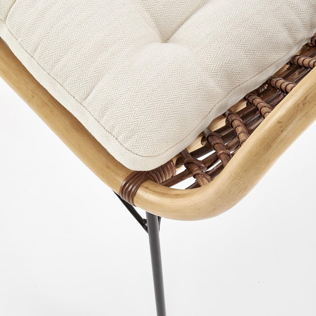 Scaun din ratan cu picioare metalice Kai-336 Natural / Negru, l64xA64xH89 cm (6)