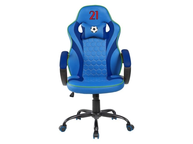 Scaun gaming tapitat cu piele ecologica, Ivan Albastru, l62xA48xH109-119 cm (1)