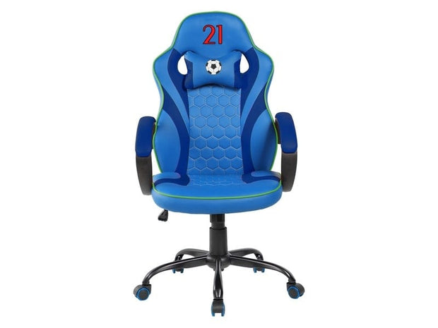 Scaun gaming tapitat cu piele ecologica, Ivan Albastru, l62xA48xH109-119 cm (1)