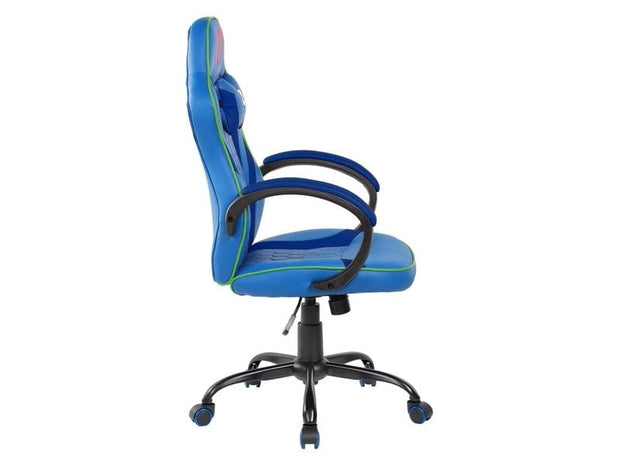 Scaun gaming tapitat cu piele ecologica, Ivan Albastru, l62xA48xH109-119 cm (2)