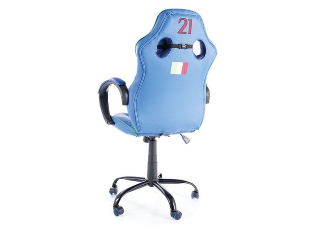 Scaun gaming tapitat cu piele ecologica, Ivan Albastru, l62xA48xH109-119 cm (3)