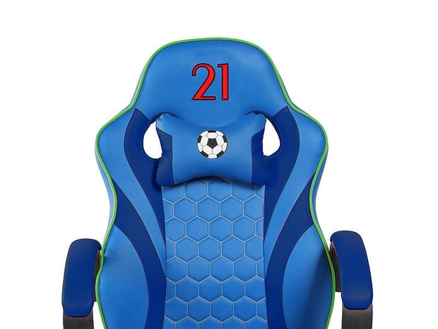 Scaun gaming tapitat cu piele ecologica, Ivan Albastru, l62xA48xH109-119 cm (4)