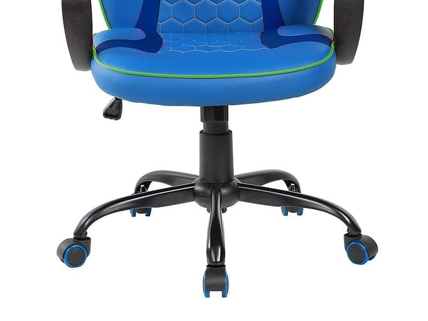 Scaun gaming tapitat cu piele ecologica, Ivan Albastru, l62xA48xH109-119 cm (5)