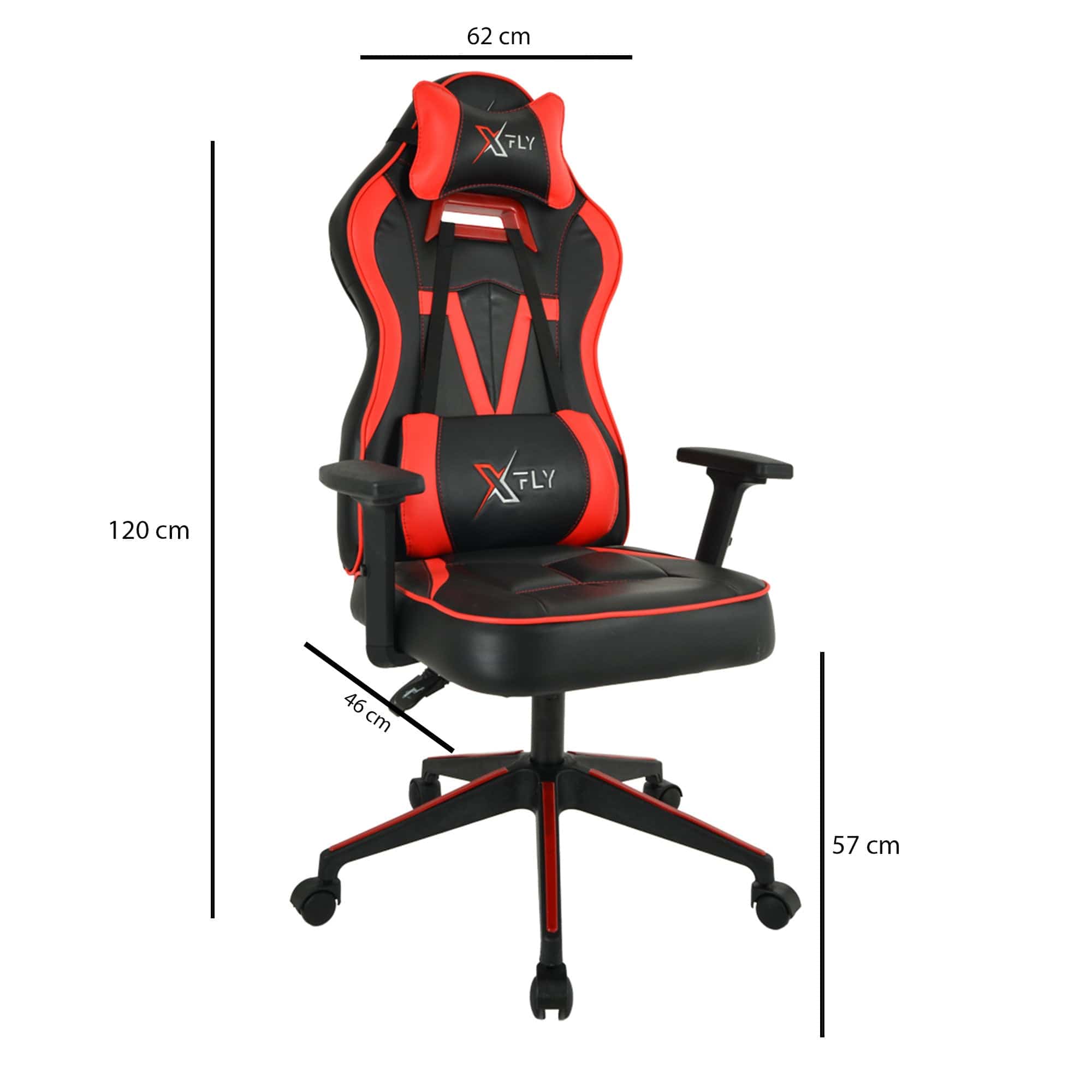 Asir Scaun gaming tapitat cu piele ecologica, XFly Vendetta Rosu / Negru, l62xA46xH120 cm