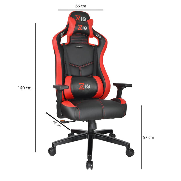 Asir Scaun gaming tapitat cu piele ecologica, Zio Venom Rosu / Negru, l66xA46xH140 cm