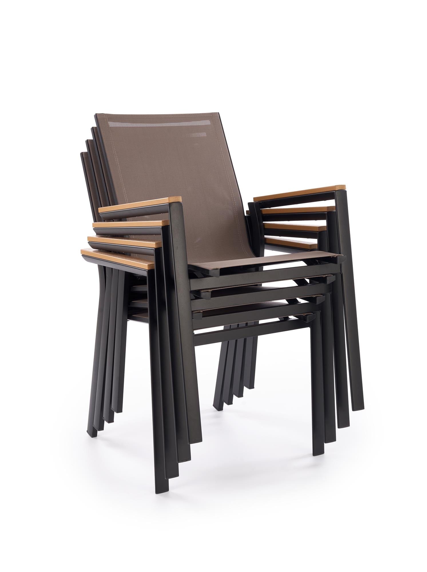 Halmar Scaun pentru gradina / terasa, din metal si material textil Fieris Maro / Negru, l57xA66xH88 cm