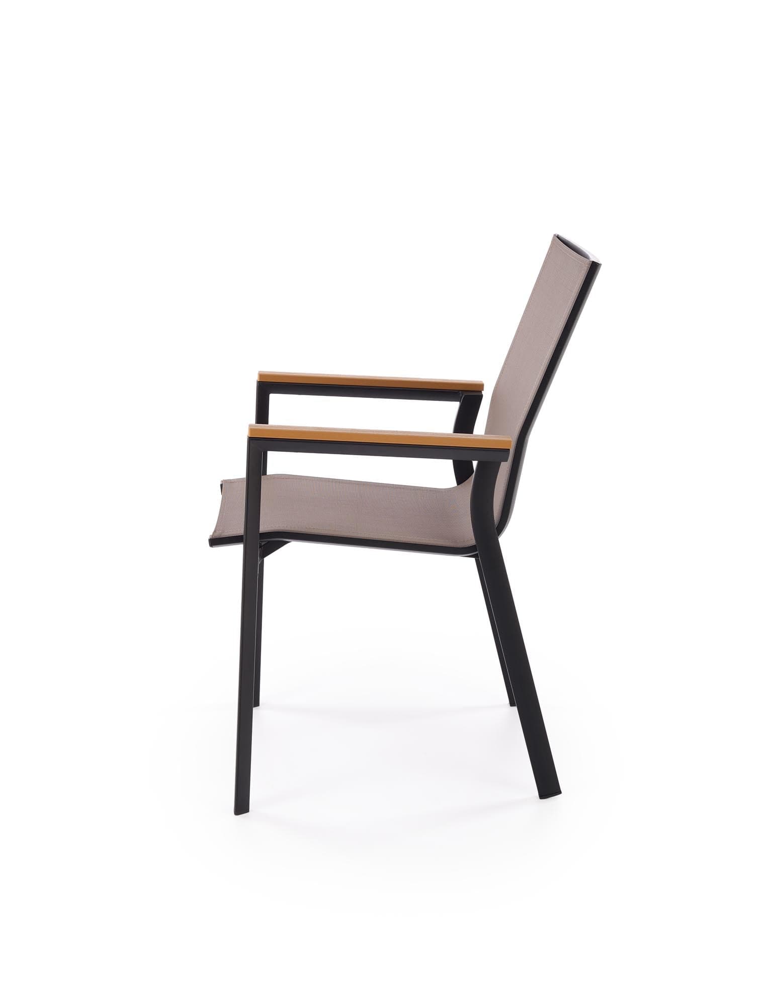 Halmar Scaun pentru gradina / terasa, din metal si material textil Fieris Maro / Negru, l57xA66xH88 cm