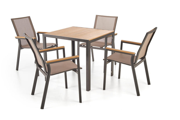 Halmar Scaun pentru gradina / terasa, din metal si material textil Fieris Maro / Negru, l57xA66xH88 cm