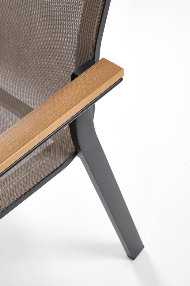 Halmar Scaun pentru gradina / terasa, din metal si material textil Fieris Maro / Negru, l57xA66xH88 cm