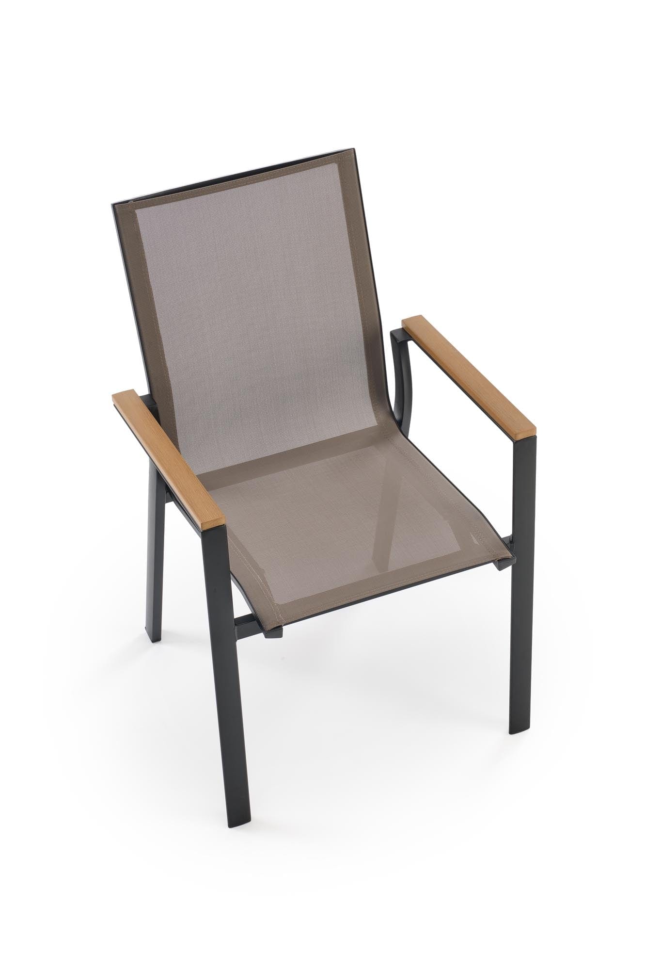 Halmar Scaun pentru gradina / terasa, din metal si material textil Fieris Maro / Negru, l57xA66xH88 cm