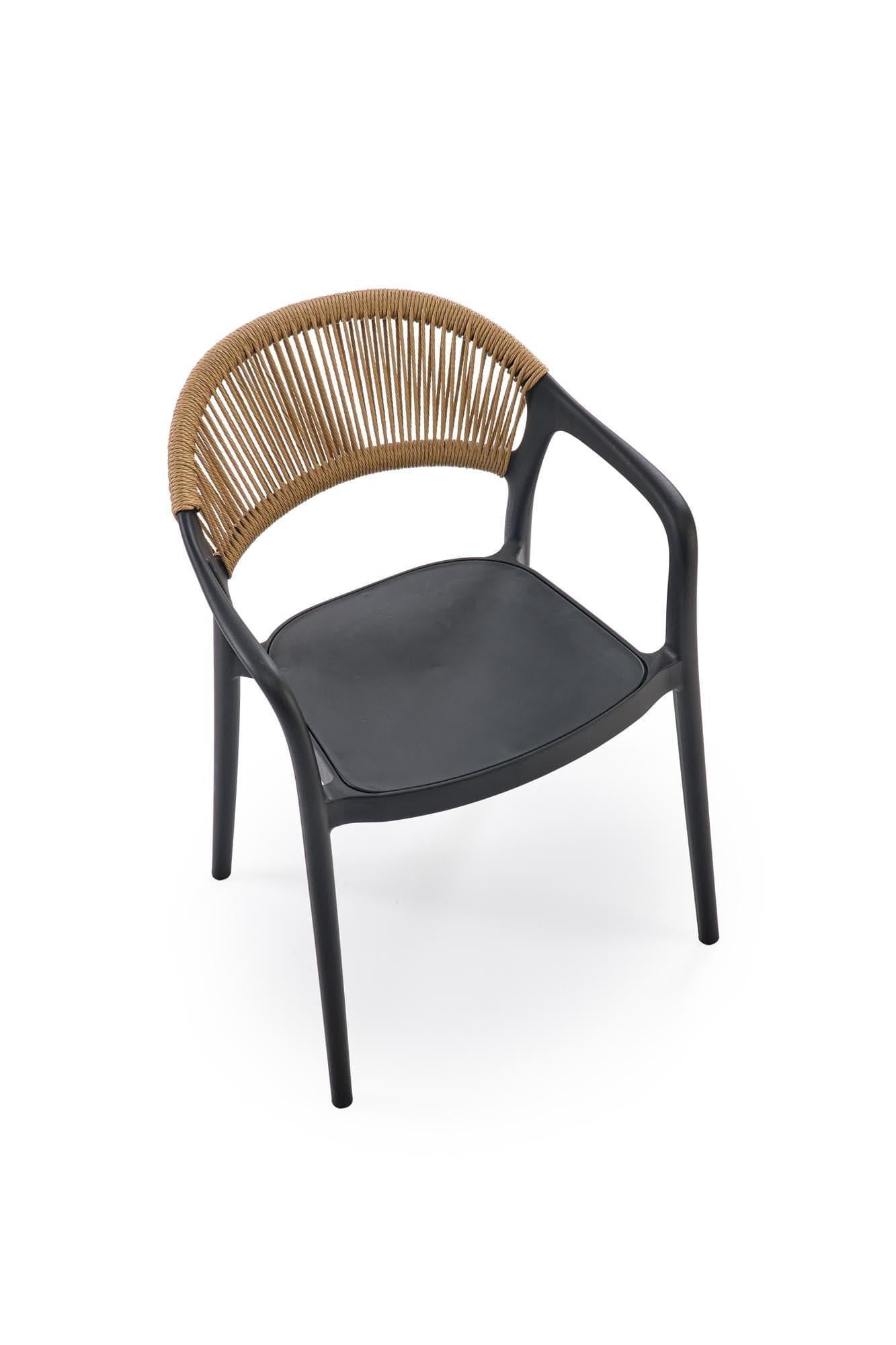 Halmar Scaun pentru gradina / terasa din polipropilena si material textil, Kai 582 Negru / Natural, l56xA55xH78 cm