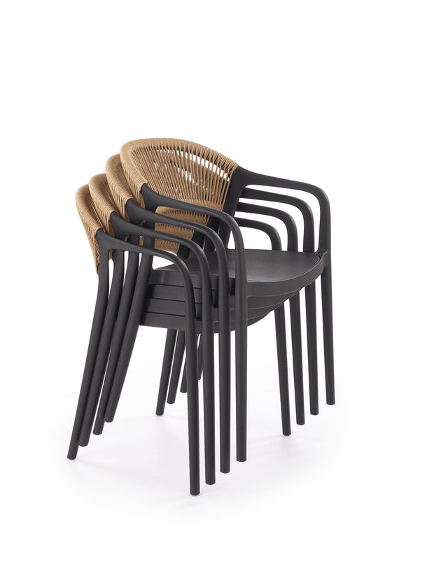 Halmar Scaun pentru gradina / terasa din polipropilena si material textil, Kai 582 Negru / Natural, l56xA55xH78 cm